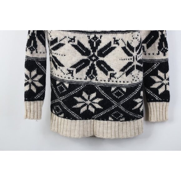 Vtg Y2K American Eagle Womens Medium Babydoll Snowflake Wool Alpaca Knit Sweater - Picture 3 of 11